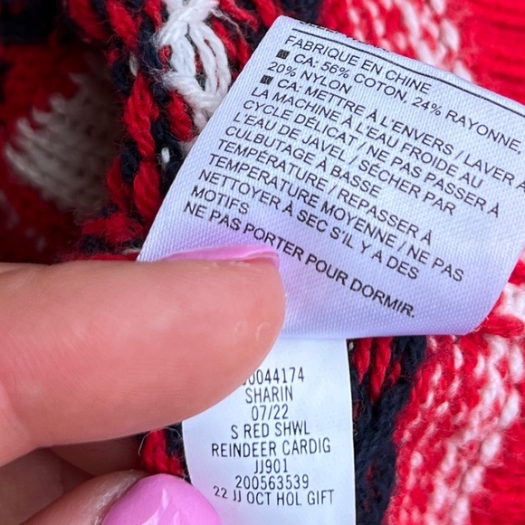 Janie and Jack Size 12-18 Months Fair Isle Reindeer Cardigan Bradbury Red - Picture 11 of 11